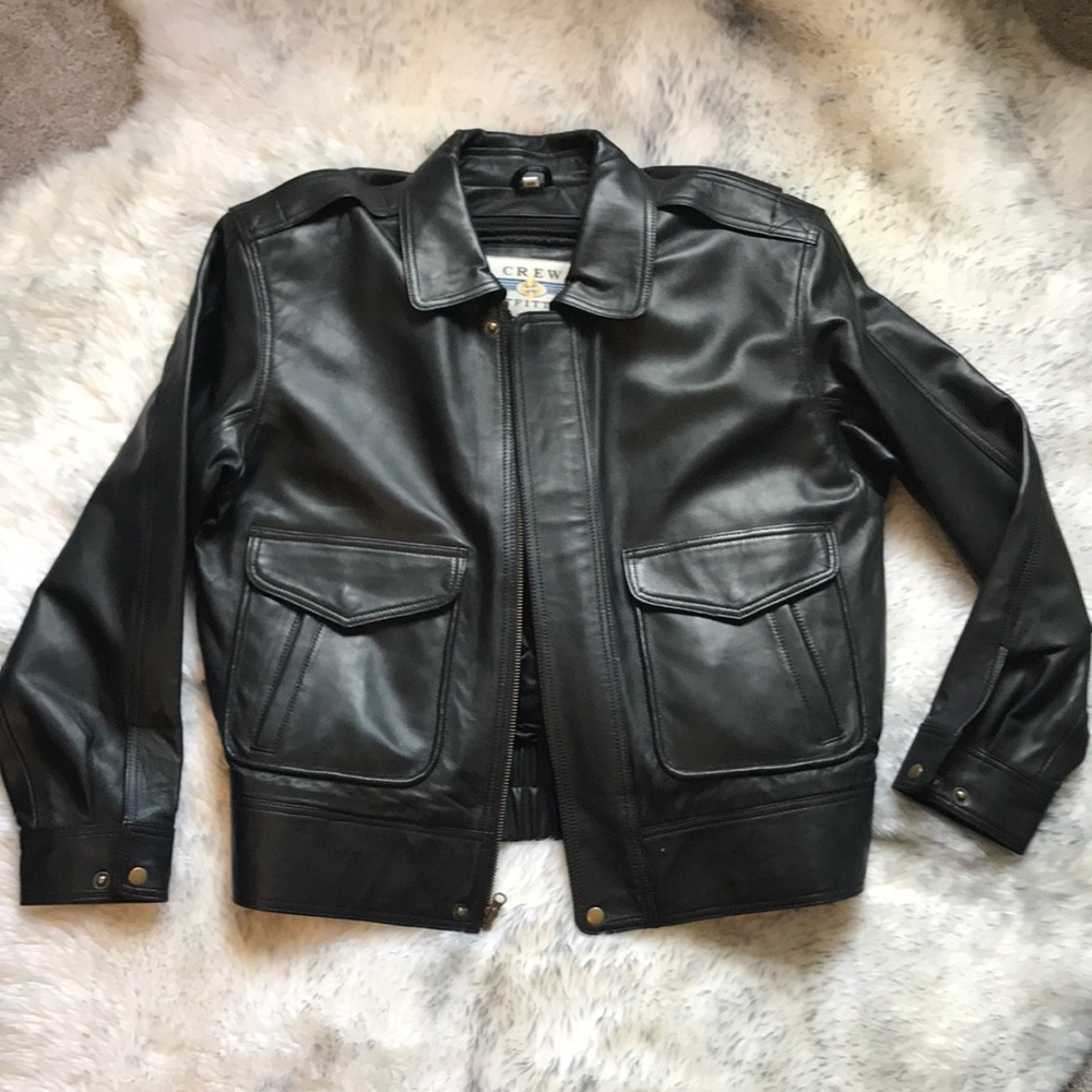 Leather Pilot Jacket 44 regular Aviation coat crew outfitters